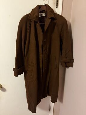 Vintage Paul Levy Women's Dark Brown 100% Pure Wool Long Coat - see description